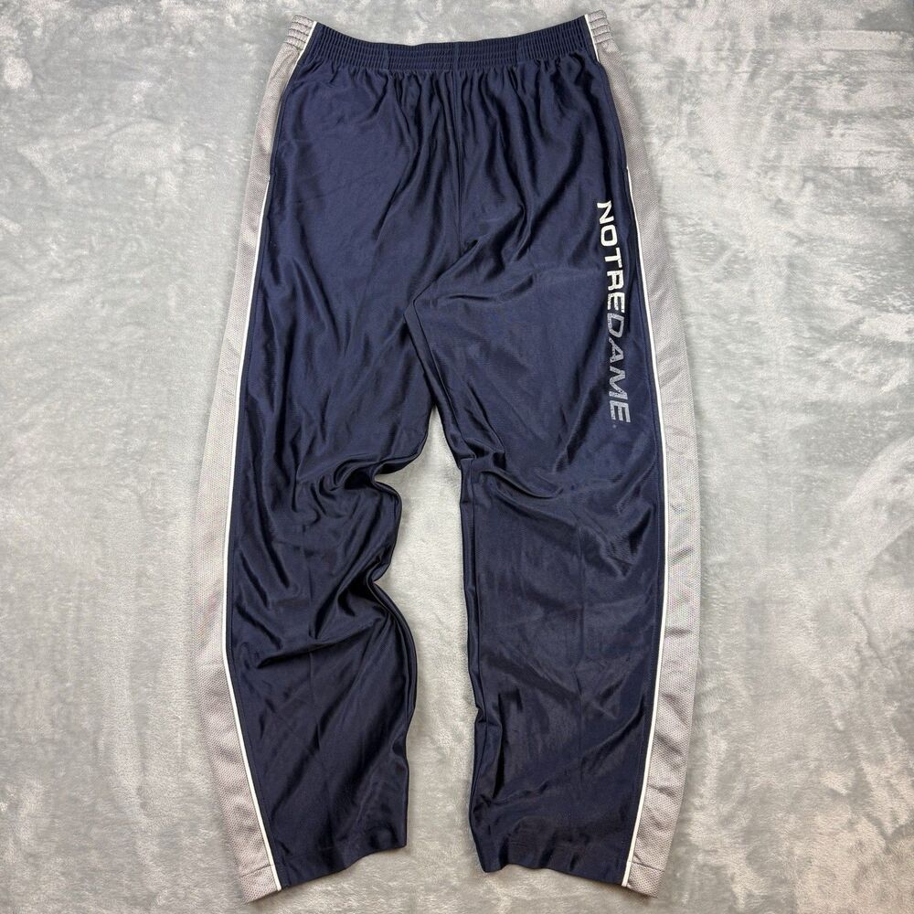 Vintage Notre Dame Tearaway Track Pants Navy Gray Snap Side Athletic Pants Large
